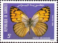 Stamp: Golden Arab Tip (Colotis chrysonome) (Djibouti) (Butterflies (1984)) Mi:DJ 386,Sn:DJ 568,Yt:DJ 574,Sg:DJ 898