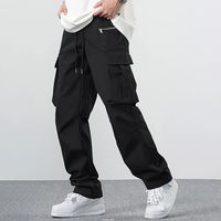 Men's Cargo Pants Cargo Trousers Zipper Pocket Plain Comfort Breathable Outdoor Daily Going out 100% Cotton Fashion Casual Black Khaki 2023 - US $22.99