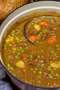 This Hearty Beef Stew requires a bit of prep work, but it is SO worth it.  The finished stew has a creamy gravy that coats fork-tender bites of beef and vegetables and the flavor is amazing!  It is so satisfying and comforting.