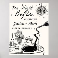 Disco The Night Before Wedding Welcome Sign