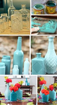 DIY Glass Centerpieces with Enamel Paint