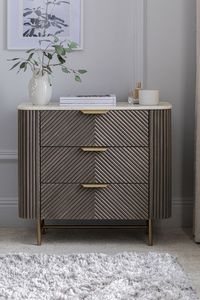 Dark Grey Valencia Marble Mango Wood 3 Drawer Chest