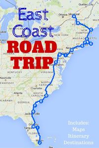 The Best Ever East Coast Road Trip Itinerary! This post includes a guide to the must-visit destinations along the East Coast, detailed maps and a downloadable spreadsheet so you can customize your own East Coast road trip itinerary!