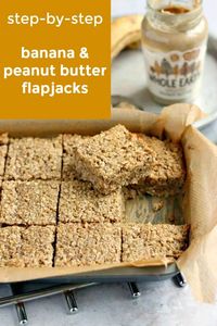 Step by step banana peanut butter flapjacks