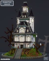 A Minecraft Halloween Phantom Manor with a full survival interior! You can download this build on my Patreon, just follow the link!