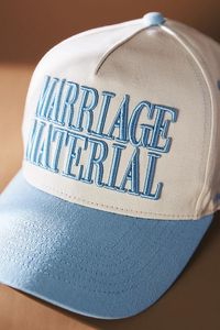 It's a fact - you're marriage material, so let the world know by donning this fun hat. | Marriage Material Trucker Hat by BRIDEMERCH in Blue, Women's, Cotton at Anthropologie