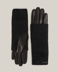 Zoya Knit Cuff Leather Gloves Black | ALLSAINTS US