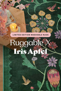 Embrace self-expression and celebrate the enduring legacy of Iris Apfel with the limited edition Ruggable x Iris Apfel rugs that reference Iris’ personal library of historical textiles.