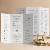 This template is a fun seating plan and program in one. The infographic wedding tri fold ceremony program includes seating plan in the inner faces, and all your details on the outer faces. It comes in 2 sizes - US Letter (8.5"x 11") for USA and A4 (210mm x 297mm) for Europe and Australia.    Also includes:- * An example QR Code in the layout (QR Code creation instructions are included with purchase - creating your own QR Code is free and very easy!). The idea is to insert your own QR Code and th