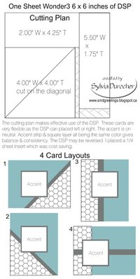 I've been wanting to create a One Sheet Wonder Template to make 4 cards from a 6 x 6 inch piece of DSP.  This allows me to make a R2G Card...