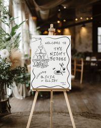 Rehearsal Dinner Sign Template Welcome your guests with a handwritten touch with this rehearsal dinner welcome sign template. This welcome to the night before wedding sign with its hand drawn design matches any wavy wedding rehearsal decor, whimsical wedding decor, or Italian wedding! ⸻ This is a DIGITAL DOWNLOAD editable template - no physical products will be shipped. After purchase, an email with a link to your template will be sent to you within minutes. You'll edit using Templett's online a