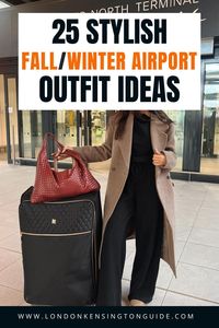 Get inspired with these chic and cozy fall/winter airport outfits. From stylish trench coats to comfy loungewear sets, discover cute travel outfit ideas that blend fashion with practicality for your next trip. Fall Airport Outfit Chic, Cozy, Travel Outfit Fall Airport Style, Plus Size Airport Outfit Fall, Comfy, Chic Airport Outfit Winter casual, Airport Aesthetic Outfit Winter, Classy, Elegant, Smart Winter Airport Outfit Travel Style Chic, Europe Trip Outfits, Work Trip Airport Outfit