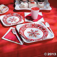 Red and White Snowflake Party Supplies