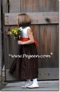 "Spooky colors" of orange and brown,,,,greet Halloween themed colors for your flower girl dress