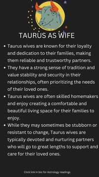 Taurus Women Make the Best Wives: Sensual, Devoted, and Dependable" - This type of post may highlight some of the key traits that make Taurus a great partner, such as their dedication to their family and their appreciation for the finer things in life. # Taurus wife # Taurus Zodiac