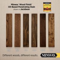 Minwax Wood Finish is a penetrating, oil-based stain that enhances wood grain with rich color in just one coat. Ideal for unfinished wood furniture, cabinets, doors, trim, molding and hardwood floors. Minwax Wood Finish Oil-based Jacobean Semi-transparent Interior Stain (1-Gallon) in Black | 710820000