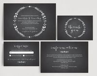 Wedding Invitation Suite, Wedding Invitation Set, Printable Template, Chalkboard Rustic Vintage Wedding Invitation Editable Template