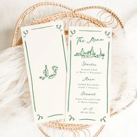 Whimsical Hand Drawn Green Wedding Menu | Zazzle