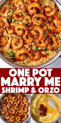 One Pot "Marry Me" Shrimp and Orzo Pasta - freshly sautéed juicy shrimp in a creamy flavor-packed tuscan inspired sun-dried tomato sauce with orzo and spinach.