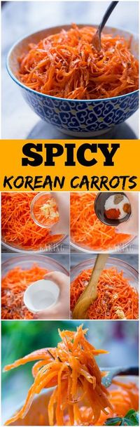 Spicy Korean Carrots - A must-have recipe for grilling season. A mix of garlic, coriander, hot oil and other spices transform the carrots into something unbelievable! This popular Russian side salad is often served aside meat and rice pilaf for dinner | Let the Baking Begin!