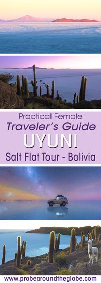 Uyuni Salt Flat Tour in #bolivia : a Practical Female Traveler's Guide. I share my packing tips for female travelers to survive the cold and be comfortable on this harsh tour across the Uyuni Salt Flats. #southamerica