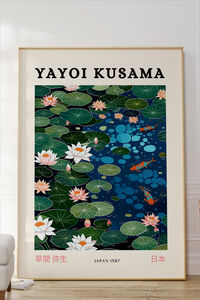 Yayoi kusama, yayoi kusama poster, museum poster, Japandi art, Japandi wall art, japanese print, yayoi kusama print, japanese wall art, Sage green wall art, Danish pastel, Wabi sabi wall art, maximalist wall art, wall collage kit