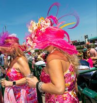 women in pink at the races