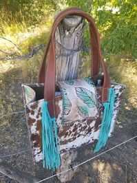 STUNNING Boho Feather Cowhide Diaper Bag Leather Diaper Bag | Etsy