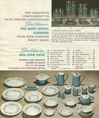 "Since it's release in 1964 as a supermarket promotion, Blue Heaven by Royal China has become a collectors item. The pattern features atomic designs in a robins egg blue on white. Complementary pieces were sometimes all blue, as is the case with this creamer. Check out the ad in my photos -- a four piece set was $3 with supermarket coupons in 1964!  Creamer stands 4\" high by about 4.5\" wide at the largest point. There is a very small chip as show in the photos which is barely visible. Please s