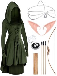 PRICES MAY VARY. Medieval Fairy Costume Set: you will receive 1 set of Irish dance costume for women, including 1 pair of elf latex ears, 1 pair of elf teeth, 1 multi tassel dribble rhinestone headband, 1 wooden bow with 4 arrows, and a Medieval hooded dress, which can meet the demand that you dress for the Renaissance Traditional Irish Costume: the renaissance fair dress features a retro style and loose sleeves; Coming with belt on the front and back, which can be adjusted according to your bod