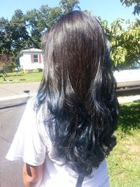 Blue Dip Dye w/ v-cut and layers