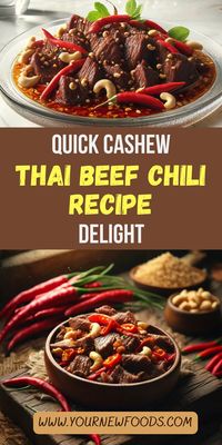 Looking for a quick and delicious dinner idea? Try our Easy Beef Chili Recipe with a Thai twist! Juicy beef and cashew nuts sautéed with vibrant red chilies make this dish a crowd-pleaser. Check out our full range of Thai recipes for more inspiration. #EasyDinner #CashewRecipe