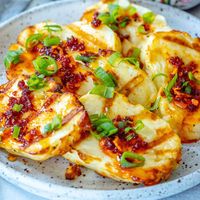 Spicy Honey Garlic Grilled Haloumi