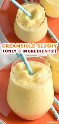 This Creamsicle Slushy drink is a healthier version of the popular summer popsicle, but just as delicious and refreshing!