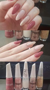 esmaltes usados: energia, pérola e granulado rosé da Risqué; top pop e comemore a vida da Impala  #nailart #pink #glitter #fashion #glitternails #rosa #unhas #risque #impala #white