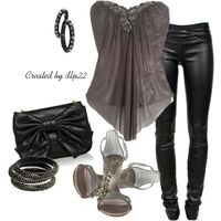 Really sexy outfit. I LOVE the sweetheart neckline on the top and the edgy shimmery bracelets.