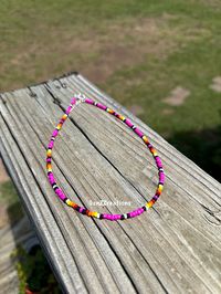 Be the envy of your friends with one of these Neon Western Necklaces. Each necklace is 18 inches and comes with a extender so you can adjust the length for a perfect fit. The perfect accessory for your next rodeo, this necklace features a western themed design in vibrant neon colors. ( Disclaimer: All items are uniquely crafted and created by GenZCreations. Our Items are NOT AUTHENTIC American Indian or Alaska Native American nor do they represent any Indian Tribe)