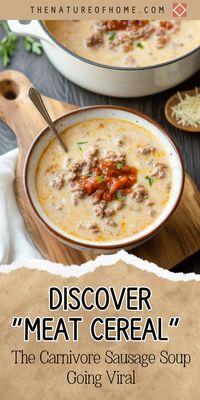 carnivore-friendly dish that everyone’s talking about.  Enjoy a carnivore delight with the viral “Meat Cereal” sausage soup recipe. Ideal for your Carnivore Diet Recipes & Ideas collection, this hearty and flavorful soup is easy to make and packed with sausage goodness. Save this pin and click for detailed instructions and tips. Make a tasty and satisfying meal that’s perfect for the carnivore diet.