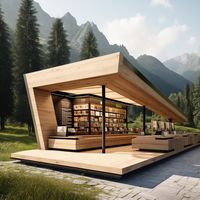 Wooden kiosks in the mountains