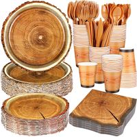 PRICES MAY VARY. Hunting camping tableware set: our rustic wood slice paper party tableware set comes with 50 pieces of 7-inch wood grain slice paper plates, 50 pieces of 9-inch wood grain slice paper plates, 50 pieces of rustic wood slice napkins, 50 pieces of 9-ounce rustic wood slice paper cups. and 50 sets of log knives, forks and spoons; with nice combination and plentiful quantity, our hunting birthday party decorations will meet your party and daily needs Reliable material: our hunting ca