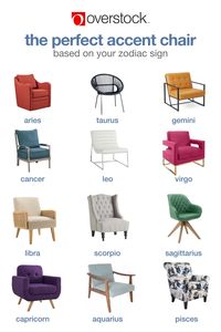 Design your home to align with your zodiac sign with the perfect accent chair from Overstock. Shop deals on plush arm chairs and sleek side chairs in every style and material, with free shipping on every order.* #accentchairs #livingroom #zodiacdecor #overstock