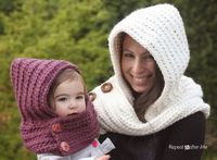 Repeat Crafter Me: Hooded Crochet Cowl with Lion Brand Thick & Quick Yarn #Scarfie