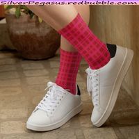 Click to shop for Tartan - Pink Rust Orange Socks by © SilverPegasus / Stylish tartan plaid pattern, with a neon pink plaid print, on a burnt orange background / Discover our trendy tartan print apparel on Redbubble. These trendy plaid socks are a fun accessory for your outfits. Our tartan socks are also available in different colors, which you can discover in our shop. Tartan prints are cozy and look great with everything. Perfect for gifts or for yourself. Love from SilverPegasus ♥