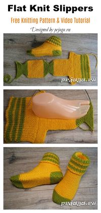 Flat Knit Slippers Free Knitting Pattern and Video Tutorial