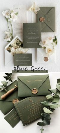 Trending: 25 Amazing Olive Green Wedding Color Ideas - Merry Hook.#WeddingInvitations #WeddingStationery #Invitation #WeddingPlanning #CustomInvitations