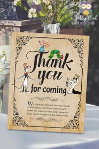 Simply say, "Thank You" to all your guests for celebrating with you using this printable sign! A great addition to your Storybook themed party! You can instantly download it right after purchase, then simply print and cut! #ThankYouForComing #ThankYouSign #StorybookBabyShower #StorybookBirthday #PartySign