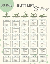 30 Day Butt Lift Challenge Body Building Tracker Hip Raise - Etsy