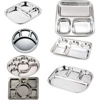 These divided plate with sections is great for diet control and offers balance of healthy foods.  Great for camping, picnics, school, indoor and outdoor use. These reusable stainless steel food trays, extremely durable and long lasting. These eco-friendly plate will save your money and the environment by avoiding buying disposable plates throughout the years. These plates are suitable for lunch in the cafeteria or at work. It is easy to use and clean, dishwasher safe, Oven safe, rust-proof, Spill proof. The stainless steel plate will not retain or impart colors, stains, odors, or flavors. Conveniently stackable for easy storage The stainless steel plate is kids friendly and designed to eat meal & snack times which make them to have fun. This plate has various sections divided mess trays ma