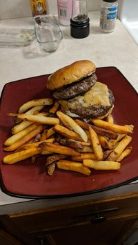 [Homemade] Double Cheeseburger and fries