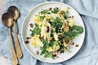 “Use hazelnuts if you prefer and regular mozzarella if you can’t find burrata," says Leanne Kitchen.